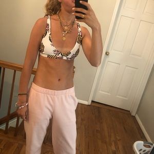 Pineapple top and pink bottoms bikini set